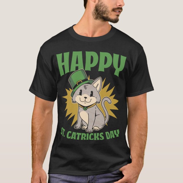 Camiseta St Patricks Day Leprechaun Cat  Patricks Day (Frente)