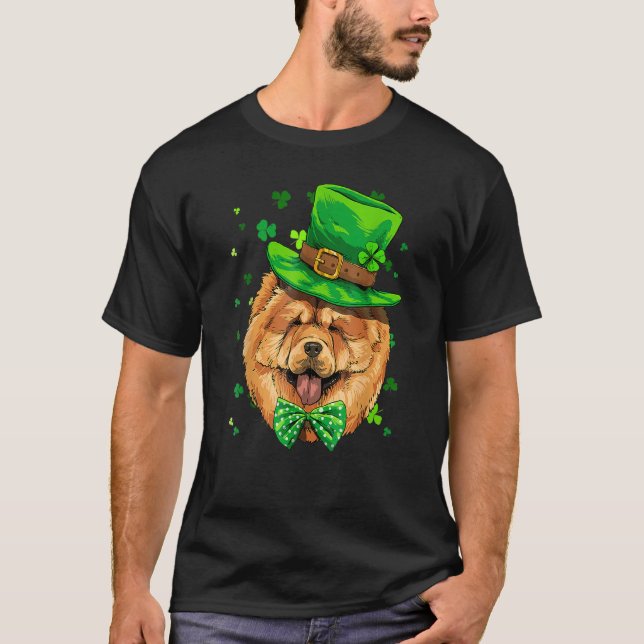 Camiseta St Patrick's Day Leprechaun Chow Chow Pet Dog Sham (Frente)