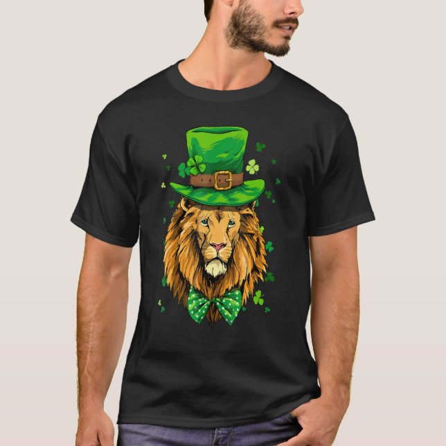 Camiseta St Patrick's Day Leprechaun Lion Shamrock Lion  Ir (Frente)