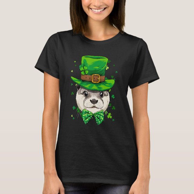 Camiseta St Patrick's Day Leprechaun Otter Shamrock Otter   (Frente)