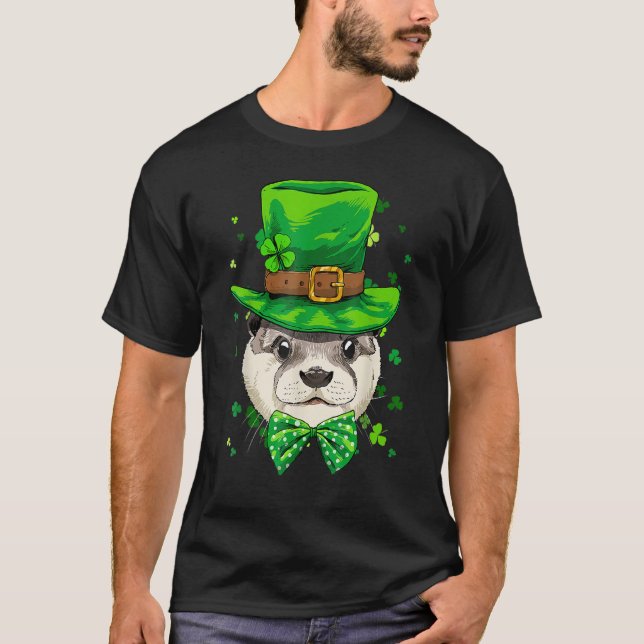 Camiseta St Patrick's Day Leprechaun Otter Shamrock Otter I (Frente)