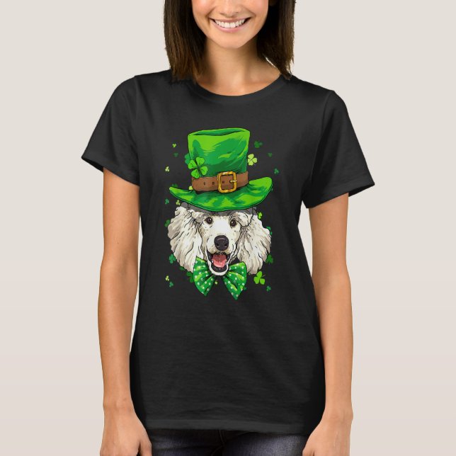 Camiseta St Patrick's Day Leprechaun Shamrock Poodle Dog Ir (Frente)