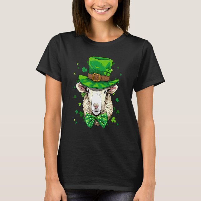 Camiseta St Patrick's Day Leprechaun Sheep Lamb Shamrock Ir (Frente)