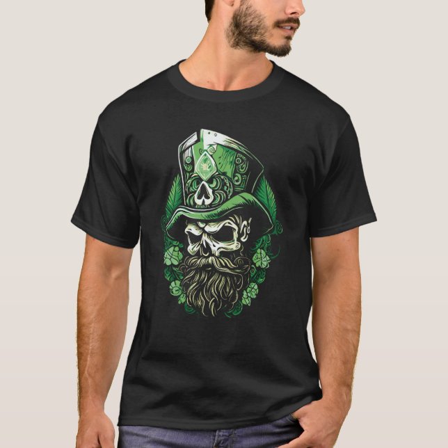 Camiseta St Patrick's Day Leprechaun Skull (Frente)