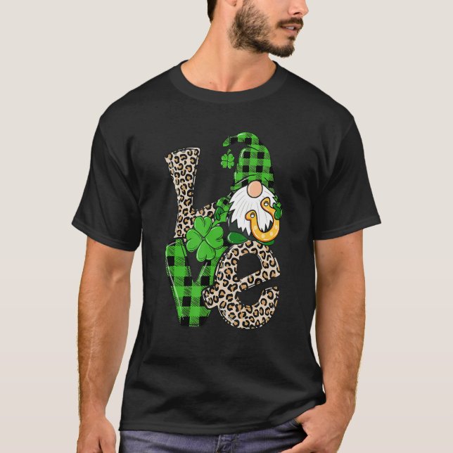 Camiseta St Patrick's Day Love Gnomes Shamrock Horseshoe Ir (Frente)