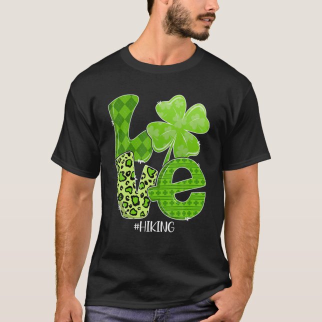 Camiseta St. Patricks Day Love Hiking Plaid Leopard Shamroc (Frente)