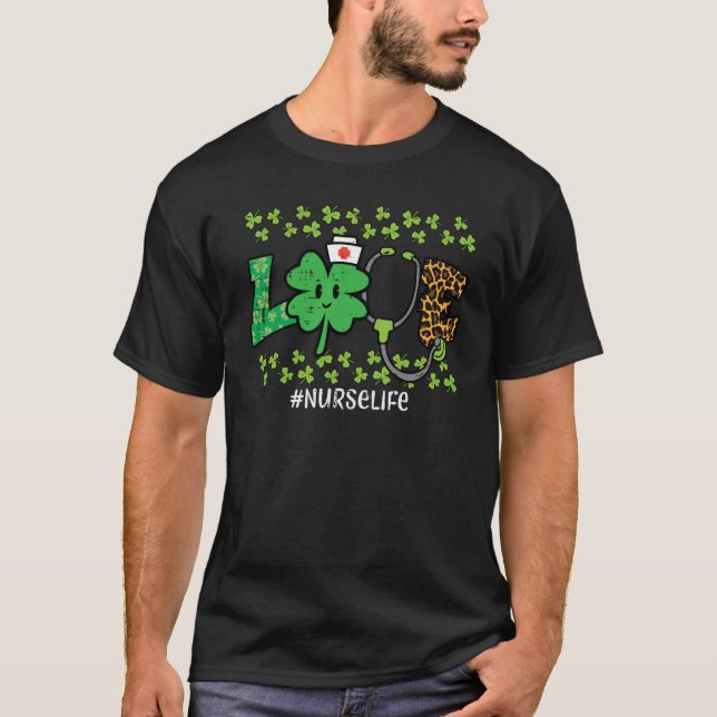 Camiseta St Patricks Day Love Nurse Life Saint Pattys Scrub (Frente)