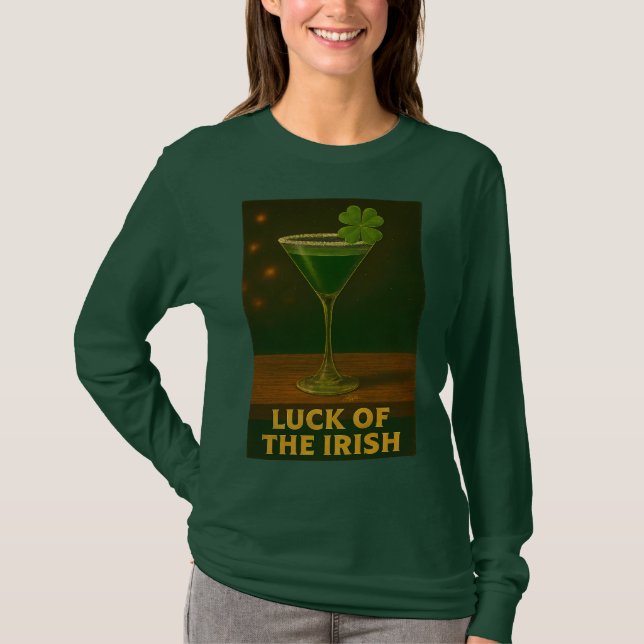 Camiseta St. Patrick's Day Luck Of The Irish Clover Martini (Frente)