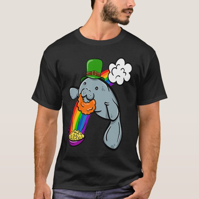Camiseta St Patrick's Day Manatee Leprechaun Cute  Boys Gir (Frente)