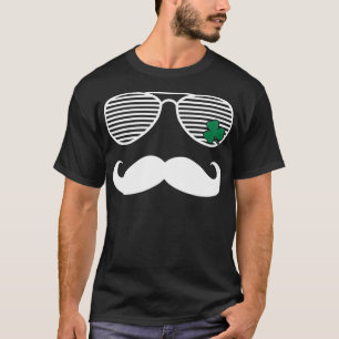 Camiseta St Patricks Day Mustache Óculos de sol Gráfico