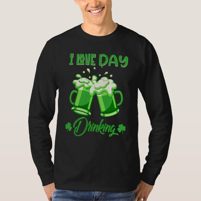 Camiseta St Patricks Day pajamas I Love Day Drinking Beer (Frente)