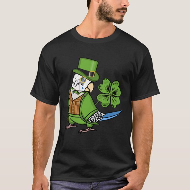 Camiseta St Patricks Day Parrot I Blue Budgie Budgerigar (Frente)