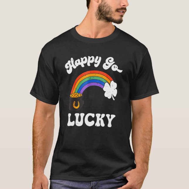 Camiseta St Patrick's Day Pot Of Leprechaun Gold Rainbow Ha (Frente)