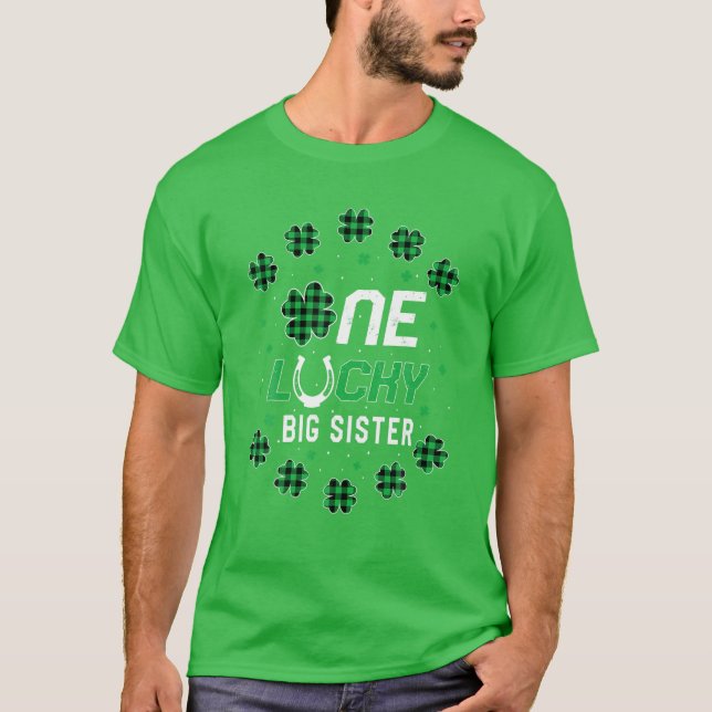 Camiseta St Patricks Day Prek Kinder One Lucky Big Sister (Frente)