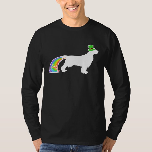 Camiseta St. Patrick's Day Rainbow Dog Field Spaniel (Frente)