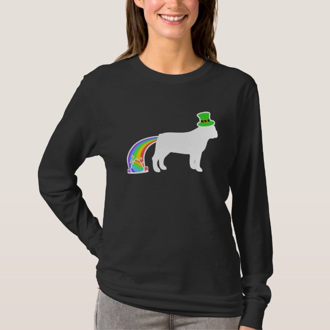 Camiseta St Patrick's Day Rainbow Dog  French Bulldog (Frente)