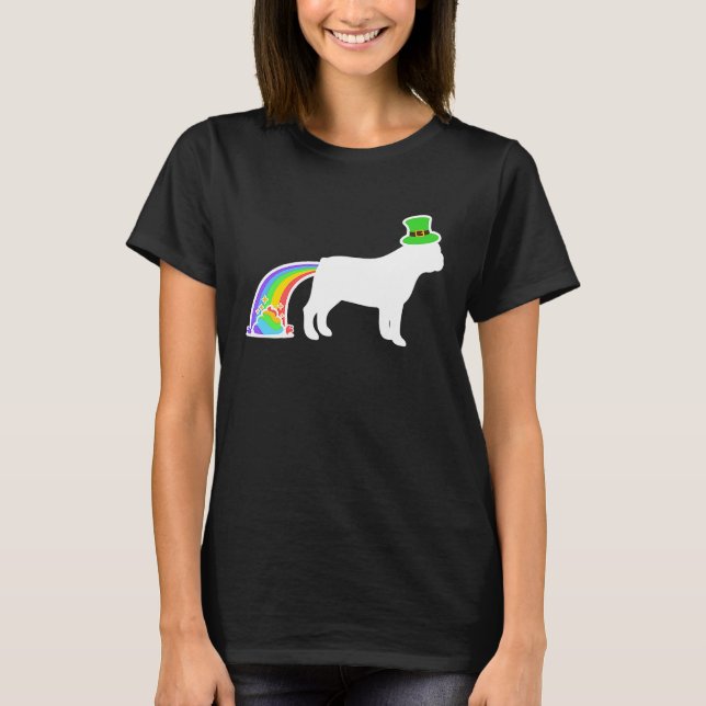Camiseta St Patrick's Day Rainbow Dog  French Bulldog (Frente)
