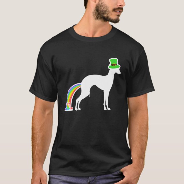 Camiseta St Patrick's Day Rainbow Dog  Italian Greyhound (Frente)
