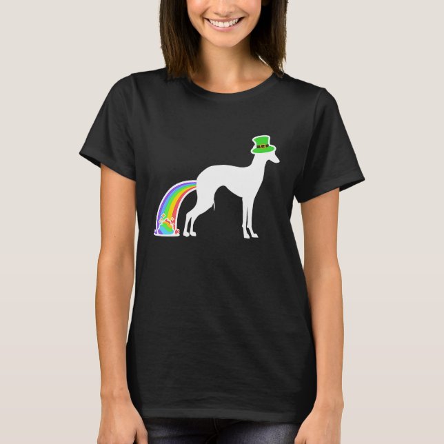 Camiseta St Patrick's Day Rainbow Dog  Italian Greyhound (Frente)