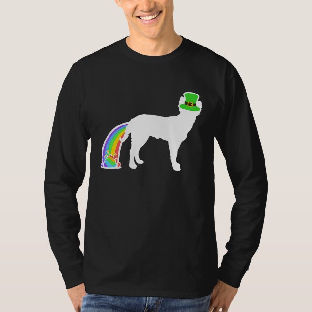 Camiseta St Patrick's Day Rainbow Dog  Mudi (Frente)