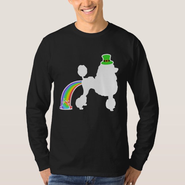Camiseta St Patrick's Day Rainbow Dog  Poodle (Frente)