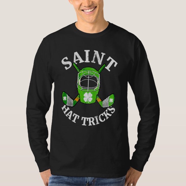Camiseta St Patricks Day Saint Hat Tricks Hockey Shamrock K (Frente)