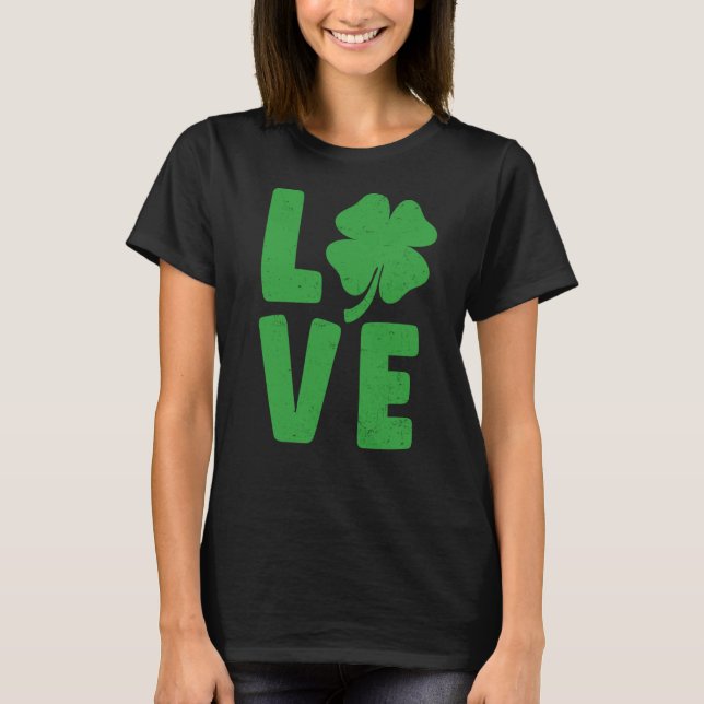 Camiseta St Patricks Day Shamrock Love (Frente)