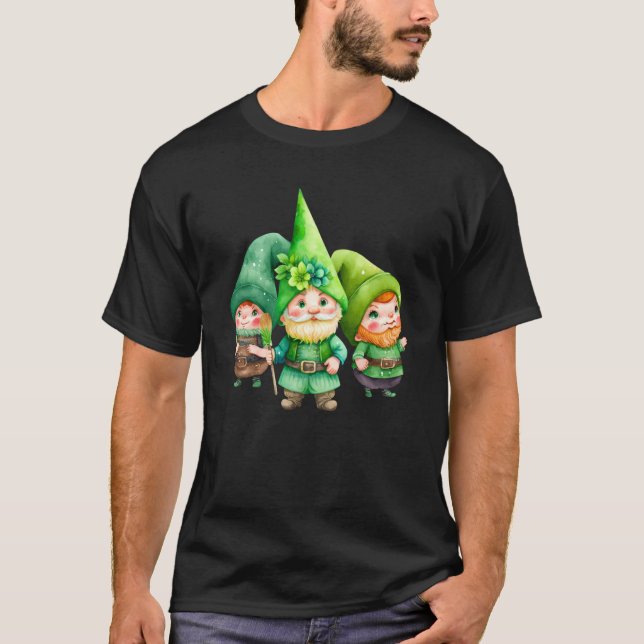 Camiseta St Patricks Day Shamrock Shirt Three Gnomes St Pat (Frente)