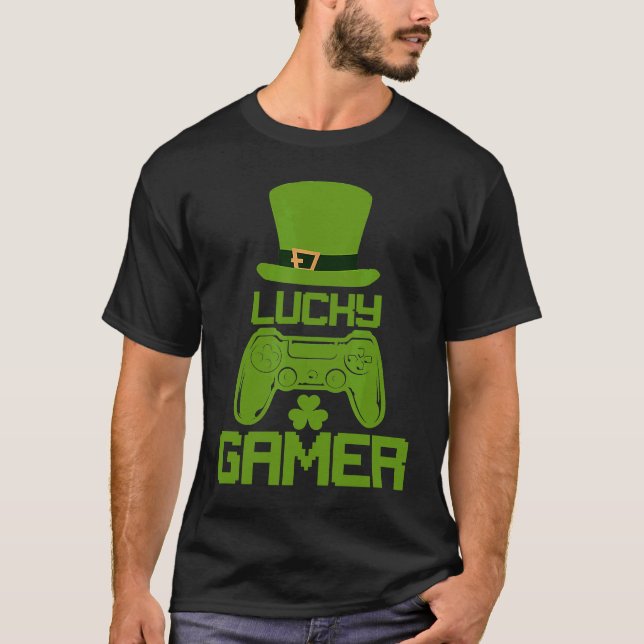 Camiseta St Patricks Day Shamrock  St Patrick Lucky Gamer (Frente)