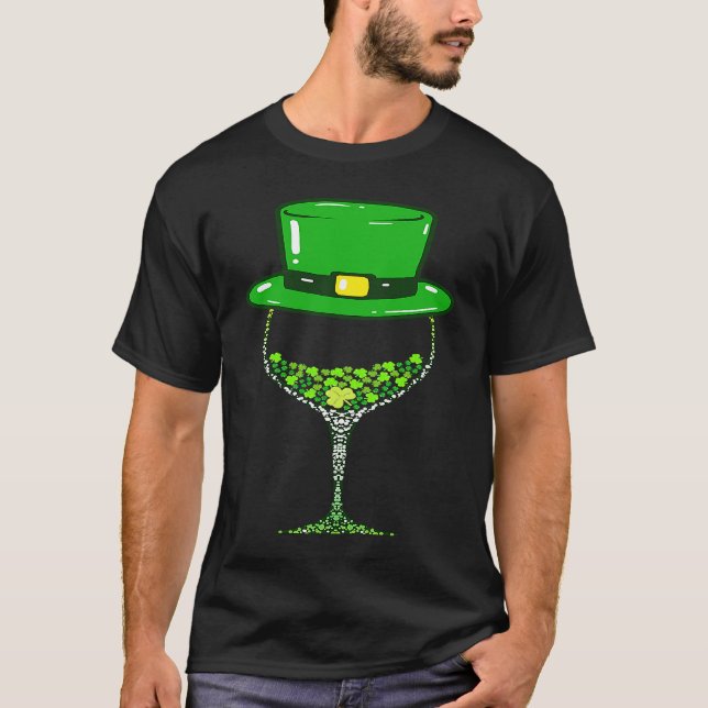 Camiseta St Patrick's Day Shamrock Wine Glass For Womens Me (Frente)