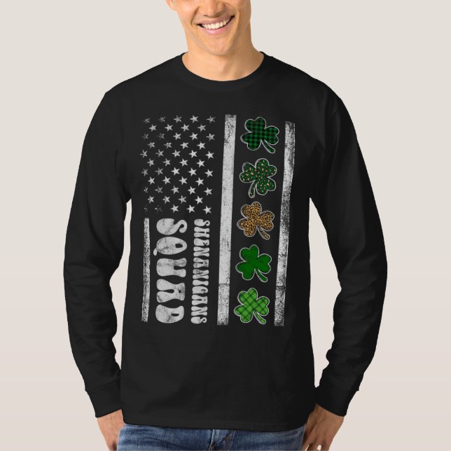 Camiseta St Patricks Day Shenanigans Squad US flag American (Frente)