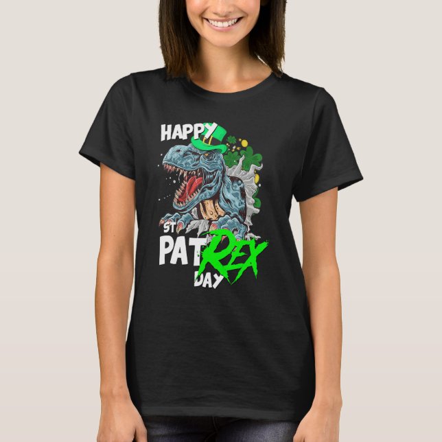 Camiseta St Patricks Day T-Rex Happy Pat Rex Day Dinosaur (Frente)