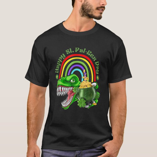 Camiseta St. PATRICKS DAY T REX HAPPY ST PAREX DAY DINOSAUR (Frente)