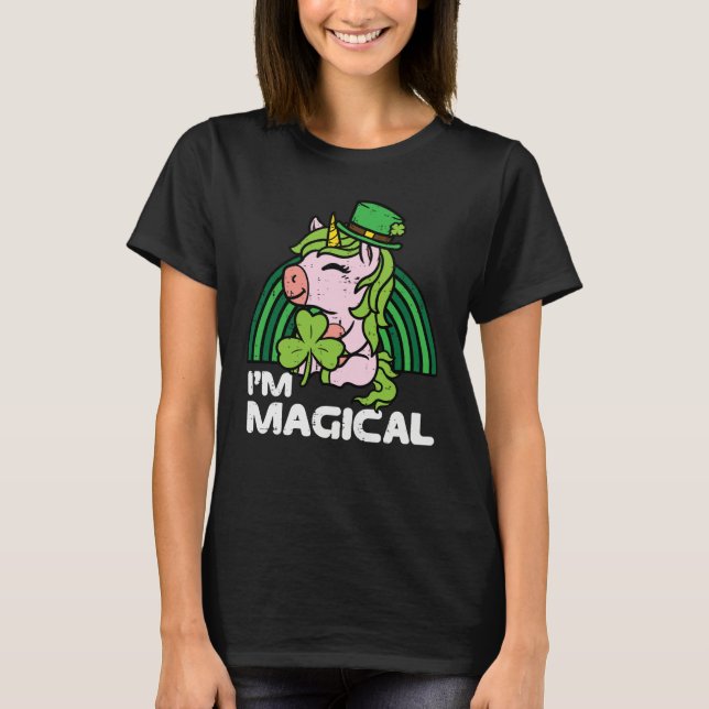 Camiseta St Patricks Day Unicorn Im Magical Irish Girls Kid (Frente)