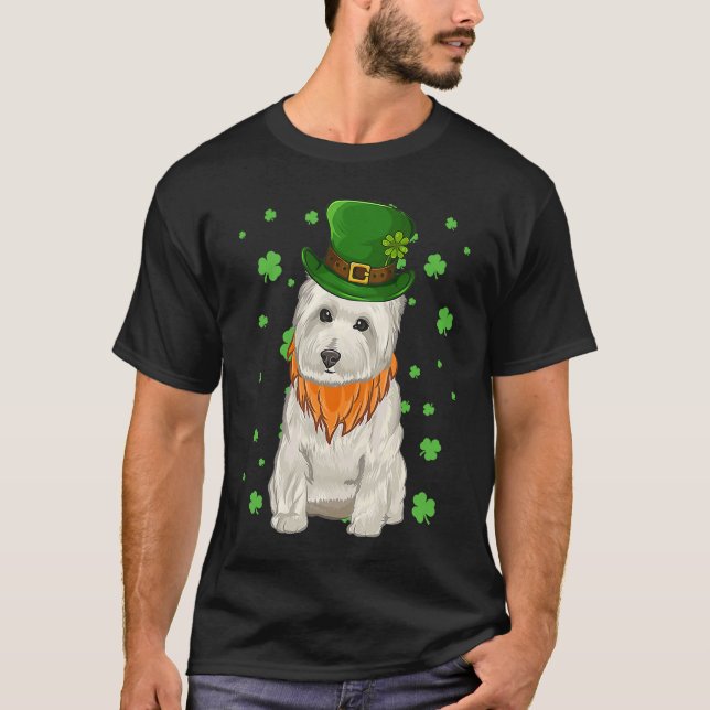 Camiseta St Patricks Day West Highland White Terrier Shamro (Frente)