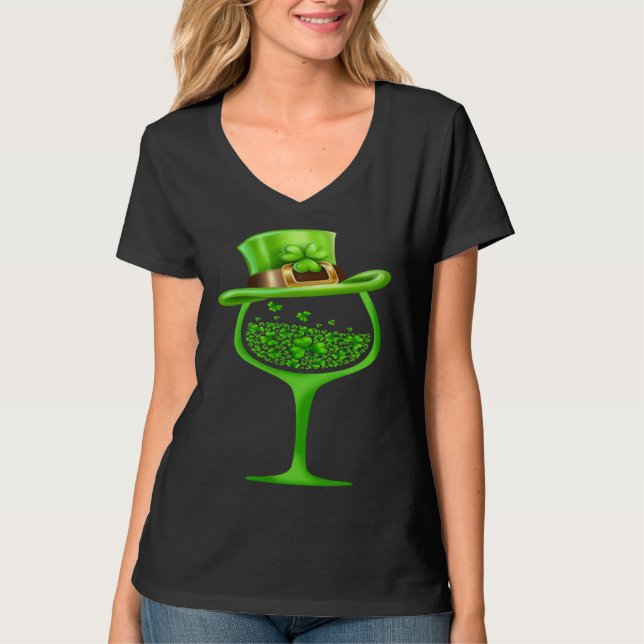 Camiseta St Patricks Day Wine Glasses C Irish C Shamrock (Frente)