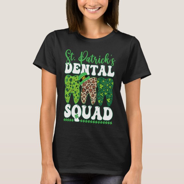 Camiseta St Patrick's Dental Squad Leopard Tooth For Dentis (Frente)