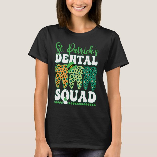 Camiseta St Patrick's Dental Squad Leopard Tooth For Dentis (Frente)