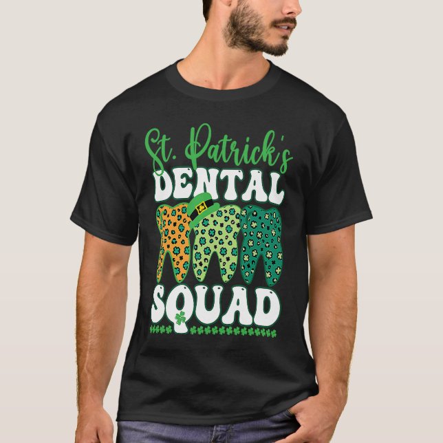 Camiseta St Patrick's Dental Squad Leopard Tooth For Dentis (Frente)