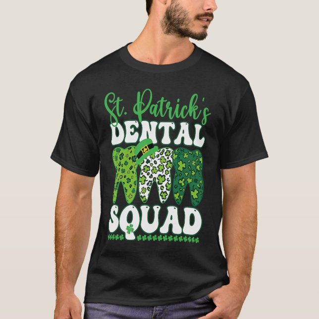 Camiseta St Patrick's Dental Squad Leopard Tooth For Dentis (Frente)