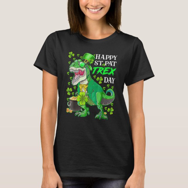 Camiseta St. Patricks FELIZ RUA NO DIA REX T Rex Dinosaur F (Frente)