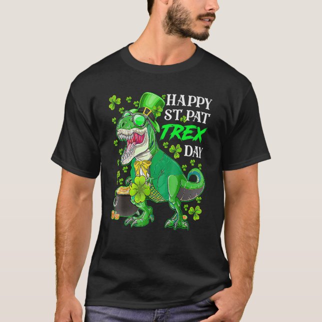 Camiseta St. Patricks FELIZ RUA NO DIA REX T Rex Dinosaur F (Frente)