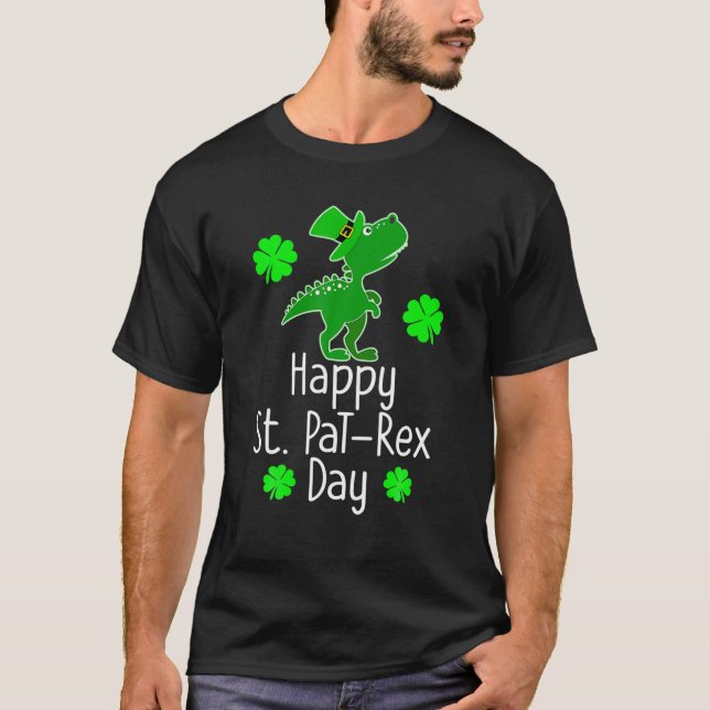 Camiseta St Patrick's HAPPY ST PAREX DAY Rex Dinosaur Funny (Frente)