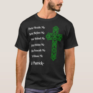 Camiseta St. Patricks Oração à Cruz Cristã Irlandesa Ve
