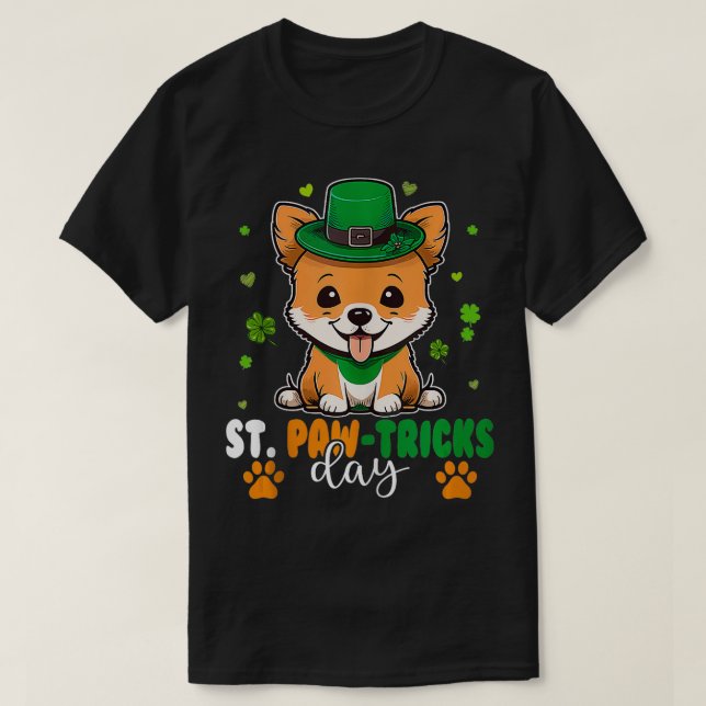 Camiseta St Patricks Pawtricks Day Saint Patricks Day Corgi (Frente do Design)