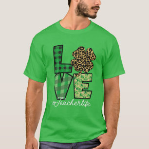 Camiseta St Patricks Professor Messy Bun Leopard Irish Teac