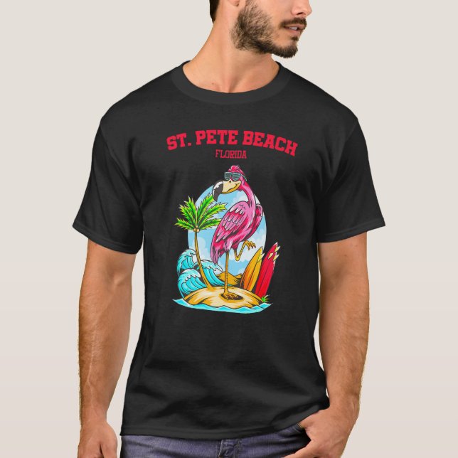 Camiseta St Pete Beach Flamingo Surfboard (Frente)