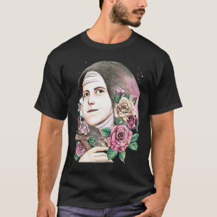 Camiseta St Therese de Lisieux Crianças Florzinha Rosa Cató