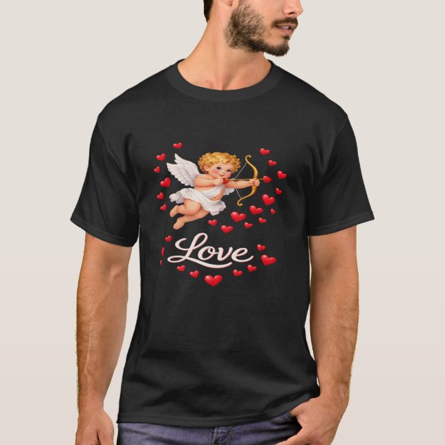 Camiseta St. Valentines Day Cupid Love Men's Black  (Frente)