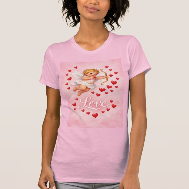 Camiseta St. Valentines Day Cupid Love Pink Red  (Frente)